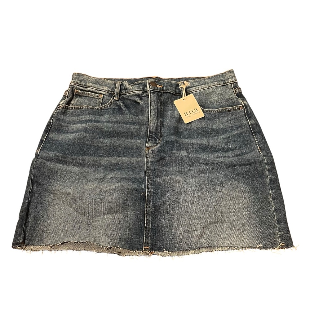 Ana NWT Womens 12 Medium Wash Blue Jean Denim Mini Skirt Raw Hem Fall 90S Preppy